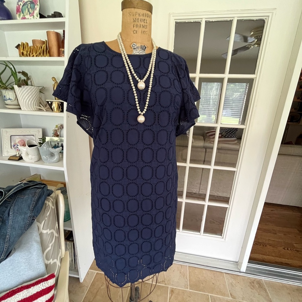 J. Crew Navy Eyelet Dress